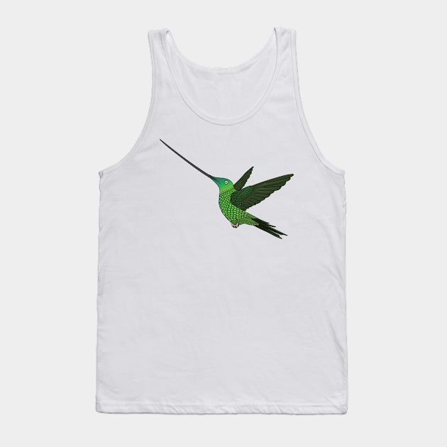 Sword-billed hummingbird cartoon illustration Tank Top by Cartoons of fun